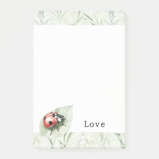 Ladybug on Leaf Love Post-it Notes (Front)