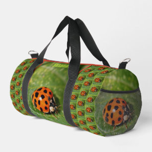 Ladybug On Leaf Personalized Duffle Bag