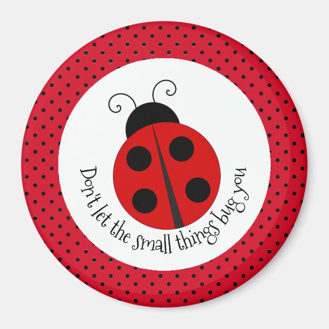 Ladybug on Polka Dots Design Magnet (Front)