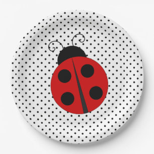 Ladybug on Polka Dots Design Paper Plates