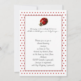 Ladybug on Red Polka Dots Shower Invitation