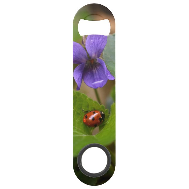 Ladybug on Sweet Violet Flowers Bar Key (Front)