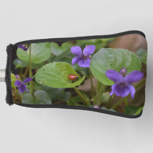 Ladybug on Sweet Violet Flowers Golf Head Cover