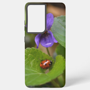 Ladybug on Sweet Violet Flowers Samsung Galaxy Case