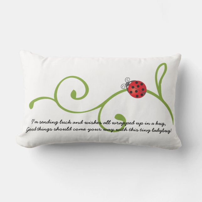 Ladybug on Vine Lumbar Pillow (Front)