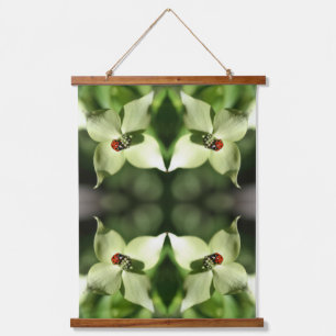 Ladybug On White Dogwood Flower Abstract Hanging Tapestry