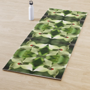 Ladybug On White Dogwood Flower Nature Abstract Yoga Mat