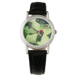 Ladybug On White Dogwood Flower Personalized  Watch