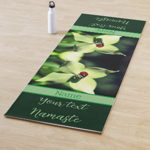 Ladybug On White Dogwood Flower Personalized  Yoga Mat