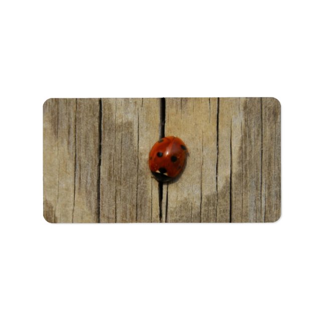 Ladybug on wood label (Front)