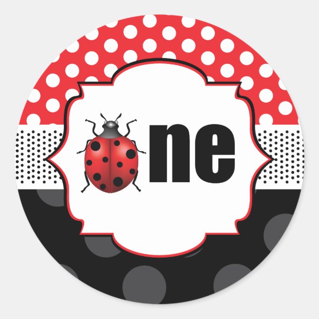 Ladybug One Birthday Classic Round Sticker (Front)