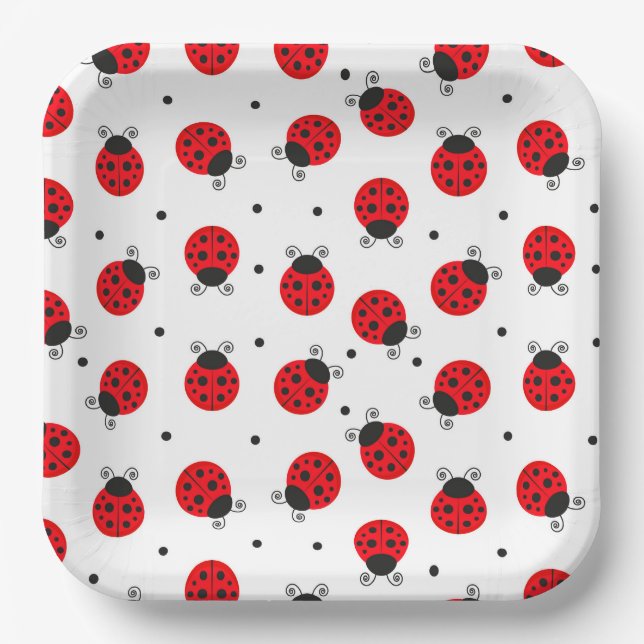 Ladybug Paper Plates, Insect Party Plate (Front)