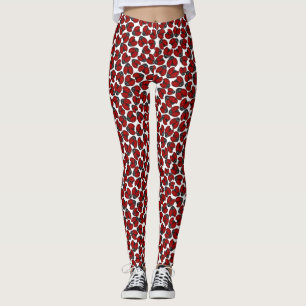 Ladybug Parade on White Leggings