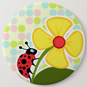 Ladybug Pastel Colours, Polka Dot 6 Inch Round Button