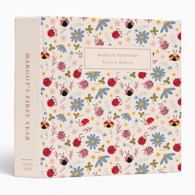 Ladybug Pattern Baby Photo Album Binder (Front/Spine)
