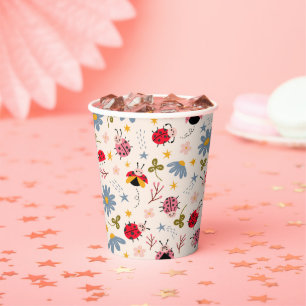 Ladybug Pattern Baby Shower Paper Cups