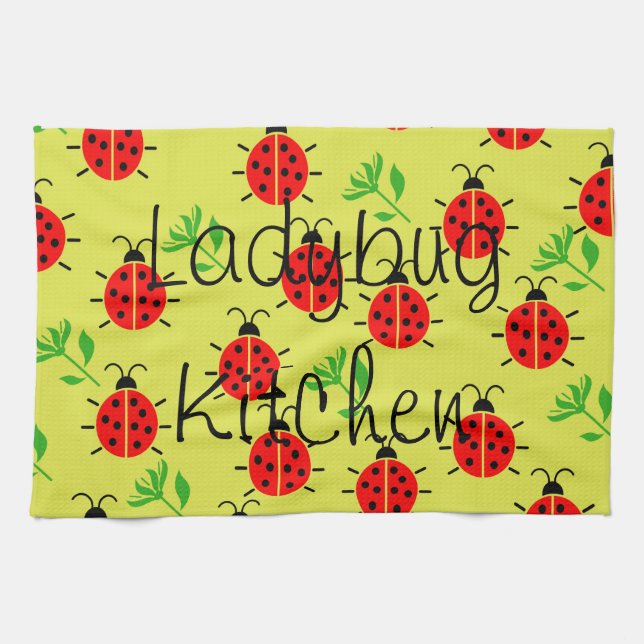 Ladybug Pattern Kitchen Towel (Horizontal)