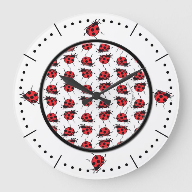 Ladybug Pattern Large Clock (Front)