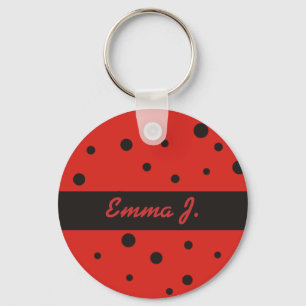 Ladybug Pattern Personalized Name Keychains