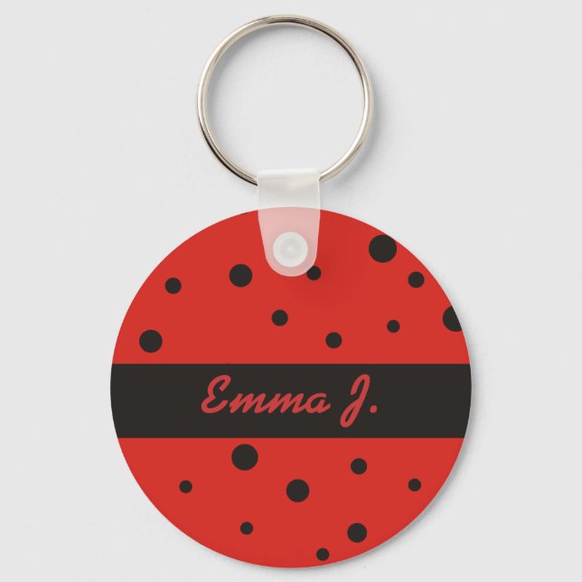 Ladybug Pattern Personalized Name Keychains (Front)