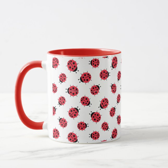 Ladybug Pattern Print Coffee Mug (Left)