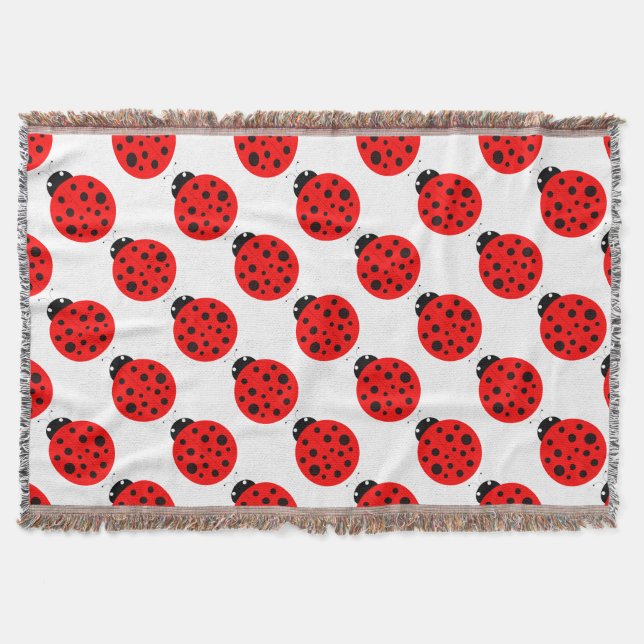 Ladybug Pattern Throw Blanket (Front)