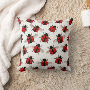 Ladybug Pattern Throw Pillow