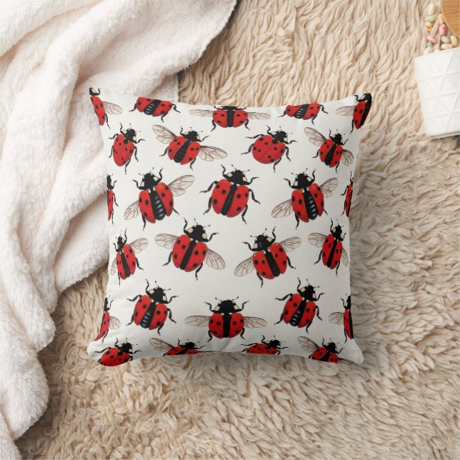 Ladybug Pattern Throw Pillow (Blanket)