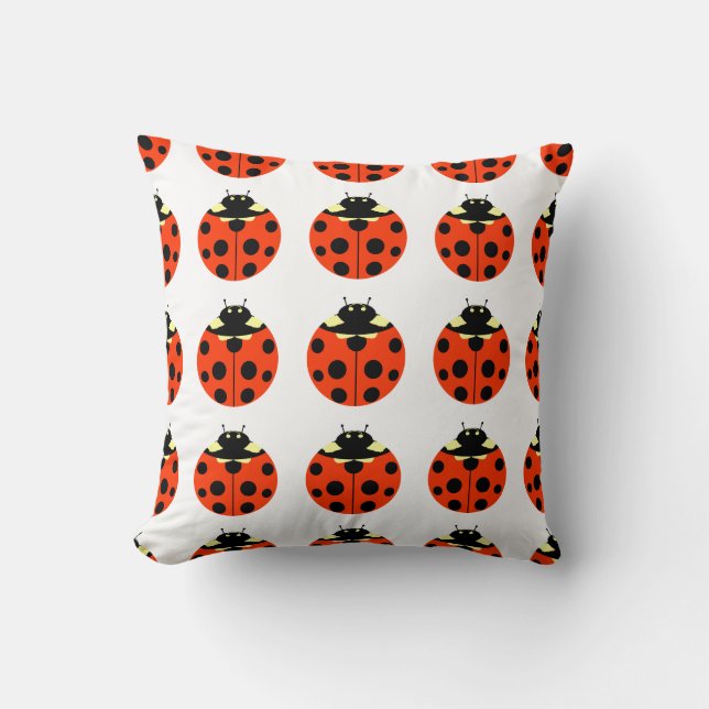 ladybug pattern throw pillow (Front)