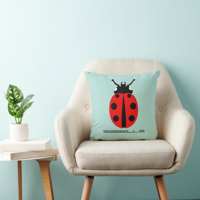 Ladybug Pattern Throw Pillow (Chair)