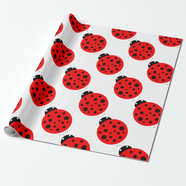 Ladybug Pattern Wrapping Paper (Unrolled)