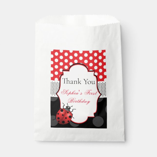 Ladybug Personalized Birthday Favour Bag (Front)