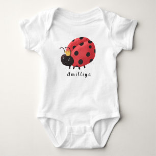 Ladybug Personalized Name Cute Morden  Baby Bodysuit