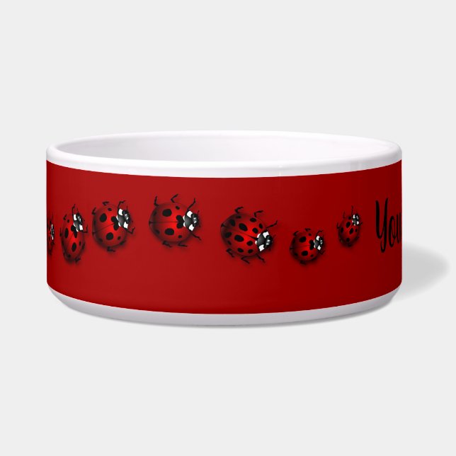 Ladybug Pet Dish Personalize Ladybird Pet Bowl (Left)