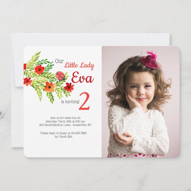 Ladybug Photo Anniversaire Invitation (Devant)