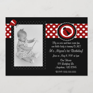 Ladybug Photo Birthday Inviation Invitation