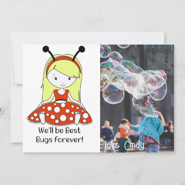 Ladybug Photo Card Personalize Name (Front)