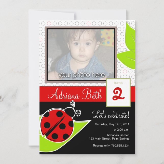 Ladybug Photo Invitations (Front)