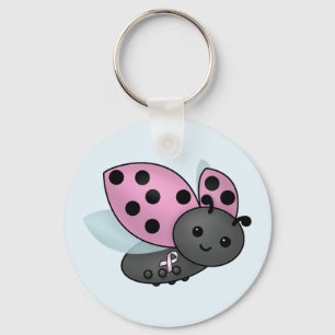 Ladybug Pink Awareness Ribbon Keychain