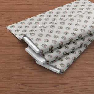 Ladybug Pink Green Country Chic Floral Pattern Fabric