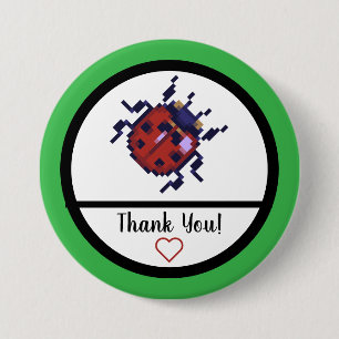 Ladybug, Pixel Ladybug 3 Inch Round Button