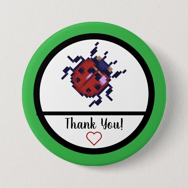 Ladybug, Pixel Ladybug 3 Inch Round Button (Front)