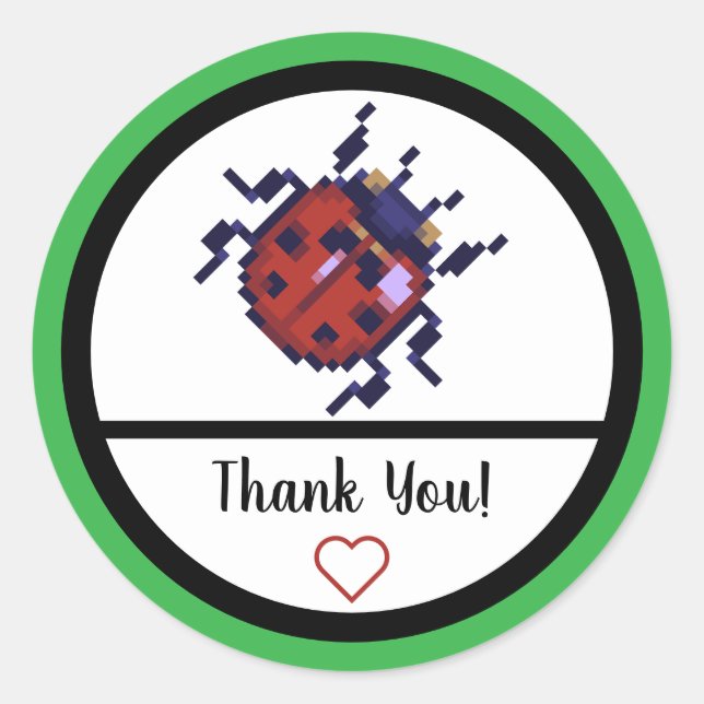 Ladybug, Pixel Ladybug Classic Round Sticker (Front)
