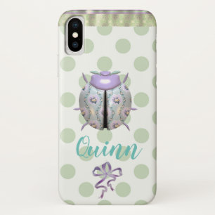 Ladybug polka dot cute purple white green Case-Mate iPhone case