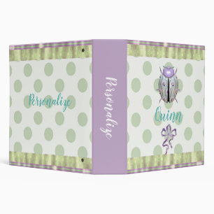 Ladybug polka dot floral purple cream green cute binder