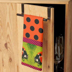 LadyBug  Polka Dots Kitchen Towels