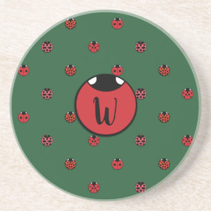 Ladybug Polka Dots Sandstone Coaster