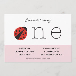Ladybug première invitation anniversaire en rose