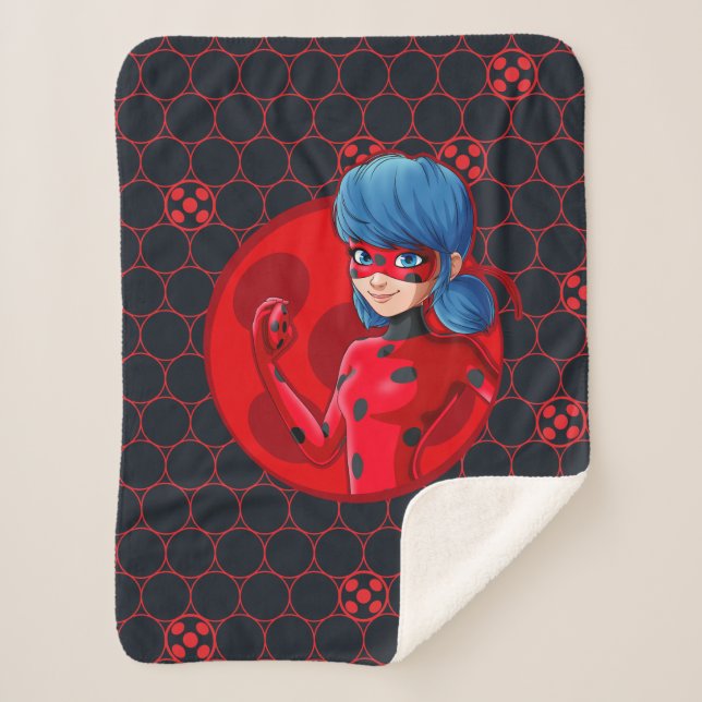 Ladybug Red Badge Sherpa Blanket (Front)