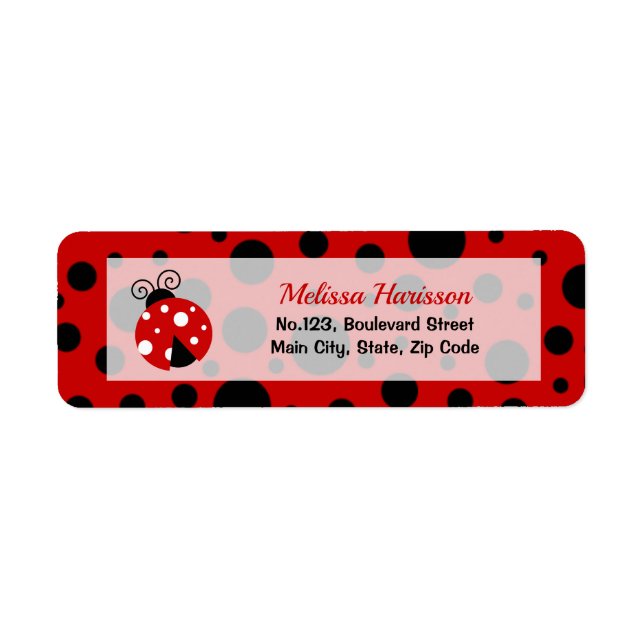 Ladybug Red Black Frame Pois Adresse de retour (Devant)